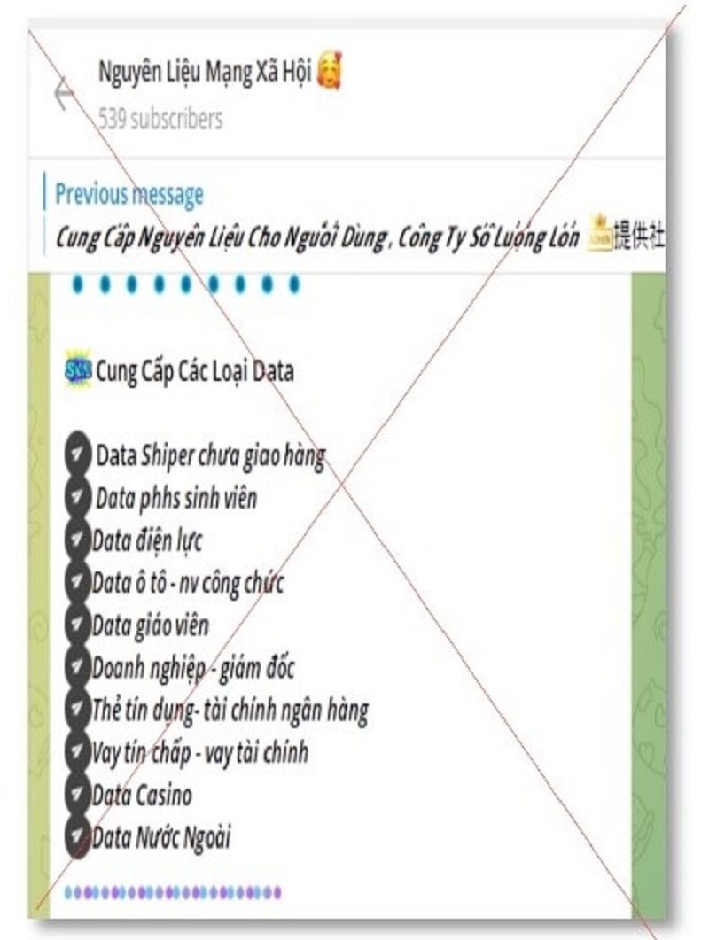 Công an cảnh báo: Thông tin cá nhân, số tài khoản ngân hàng, thẻ tín dụng… của nhiều người đang bị rao bán trên các nhóm kín- Ảnh 3. Công an cảnh báo: Thông tin cá nhân, số tài khoản ngân hàng, thẻ tín dụng… của nhiều người đang bị rao bán trên các nhóm kín- Ảnh 3.