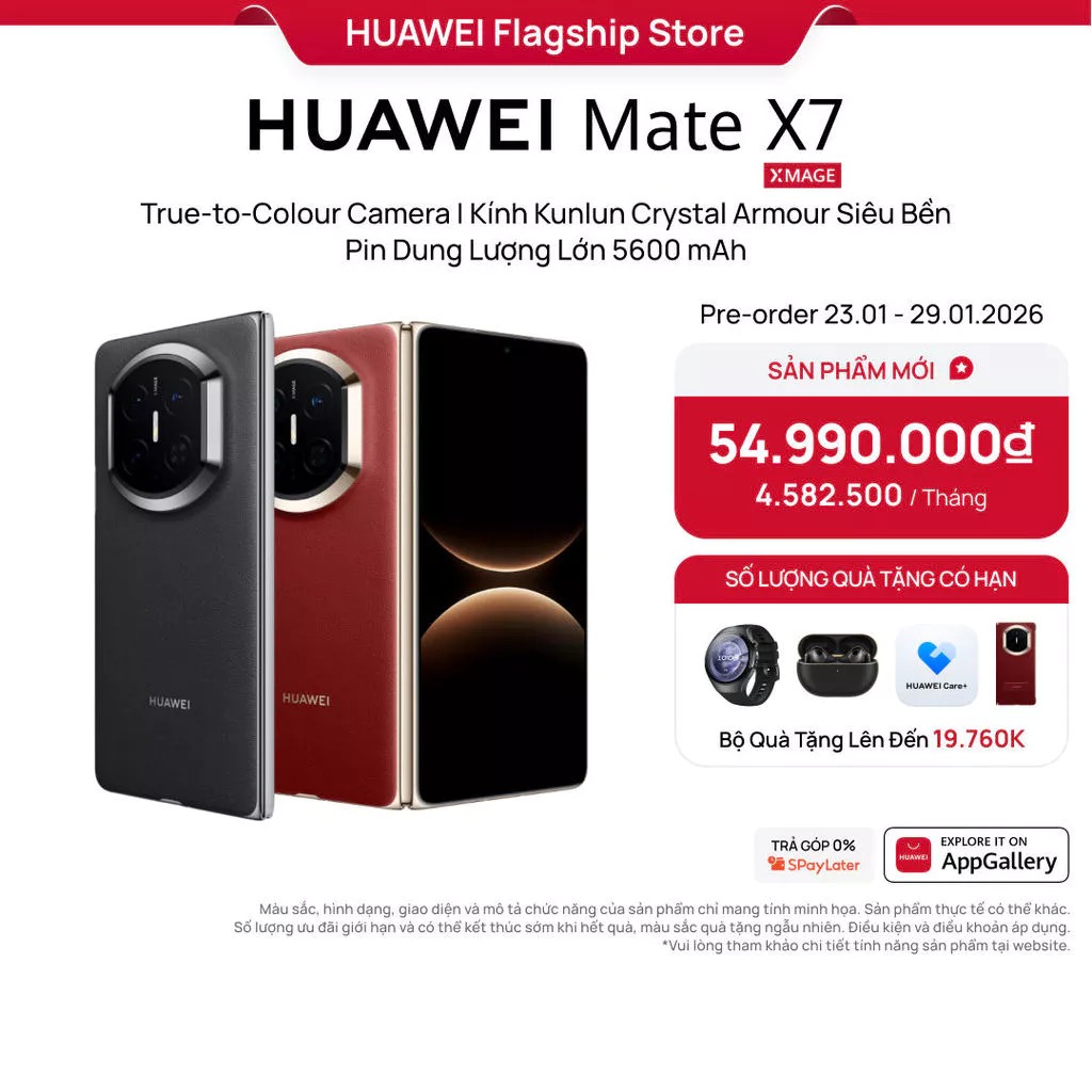 Huawei Mate X7 mở đặt trước: Gi&aacute; 54,9 triệu, qu&agrave; 20 triệu, l&ecirc;n kệ 30/1 - Ảnh 1.
