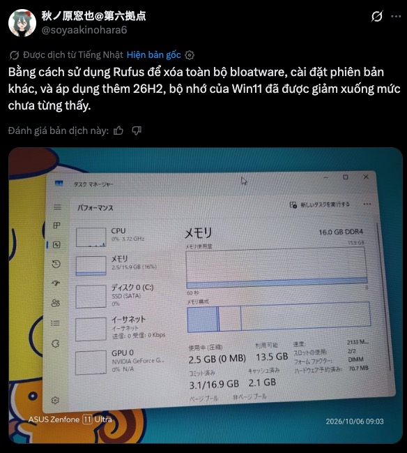Windows 11 nhẹ kh&oacute; tin, chỉ d&ugrave;ng 2,5 GB RAM sau một thay đổi- Ảnh 1.