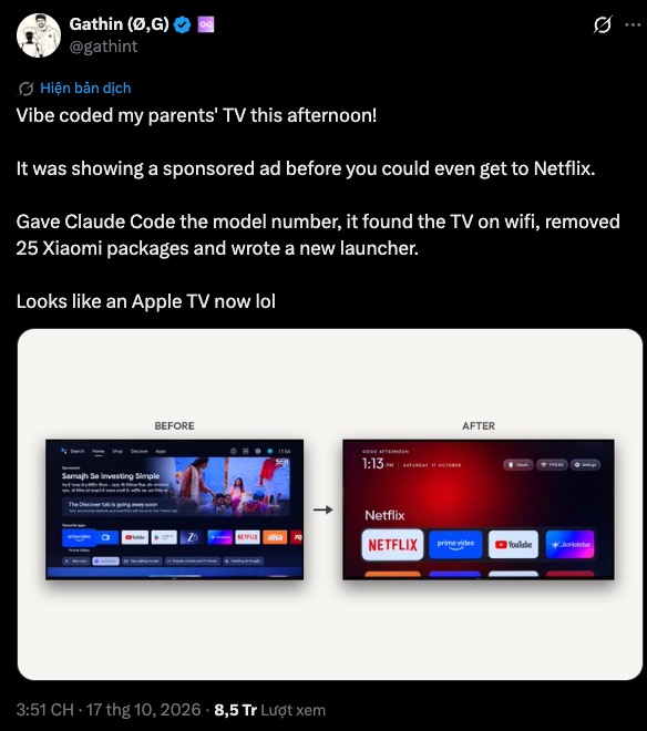 Nhờ Claude vibe code biến TV th&agrave;nh "Jarvis", n&oacute;i một c&acirc;u l&agrave; Netflix tự chạy - Ảnh 2.