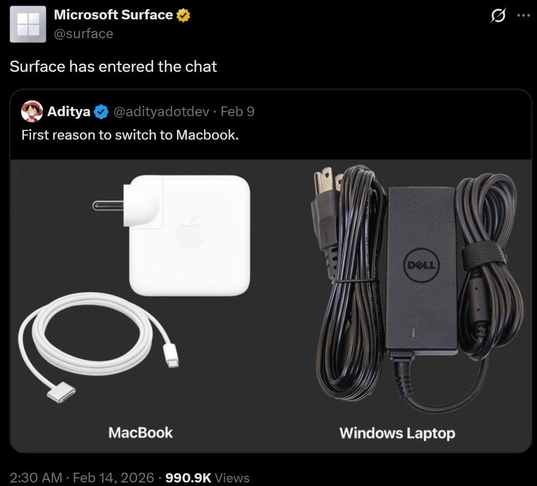 Microsoft "n&oacute;ng mặt" khi laptop Windows bị ch&ecirc; thua MacBook chỉ v&igrave; cục sạc- Ảnh 1.