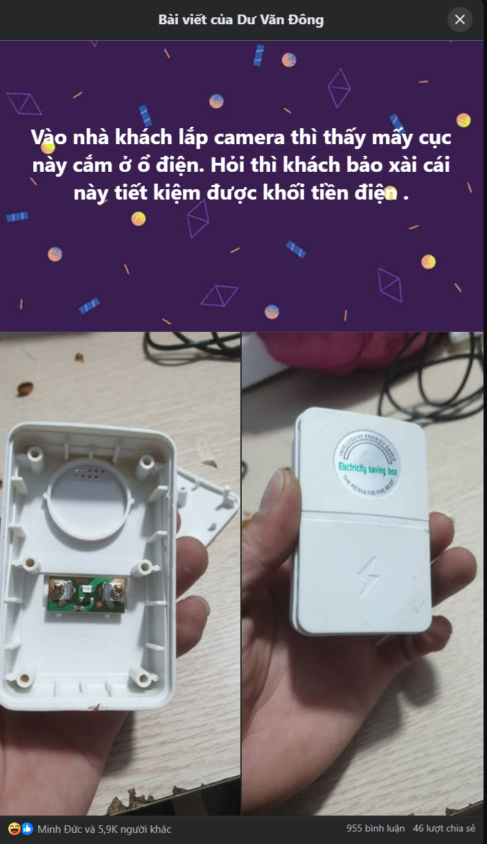 Giờ này vẫn có người tin là có cục cắm vào thì tiết kiệm điện! - Ảnh 1.