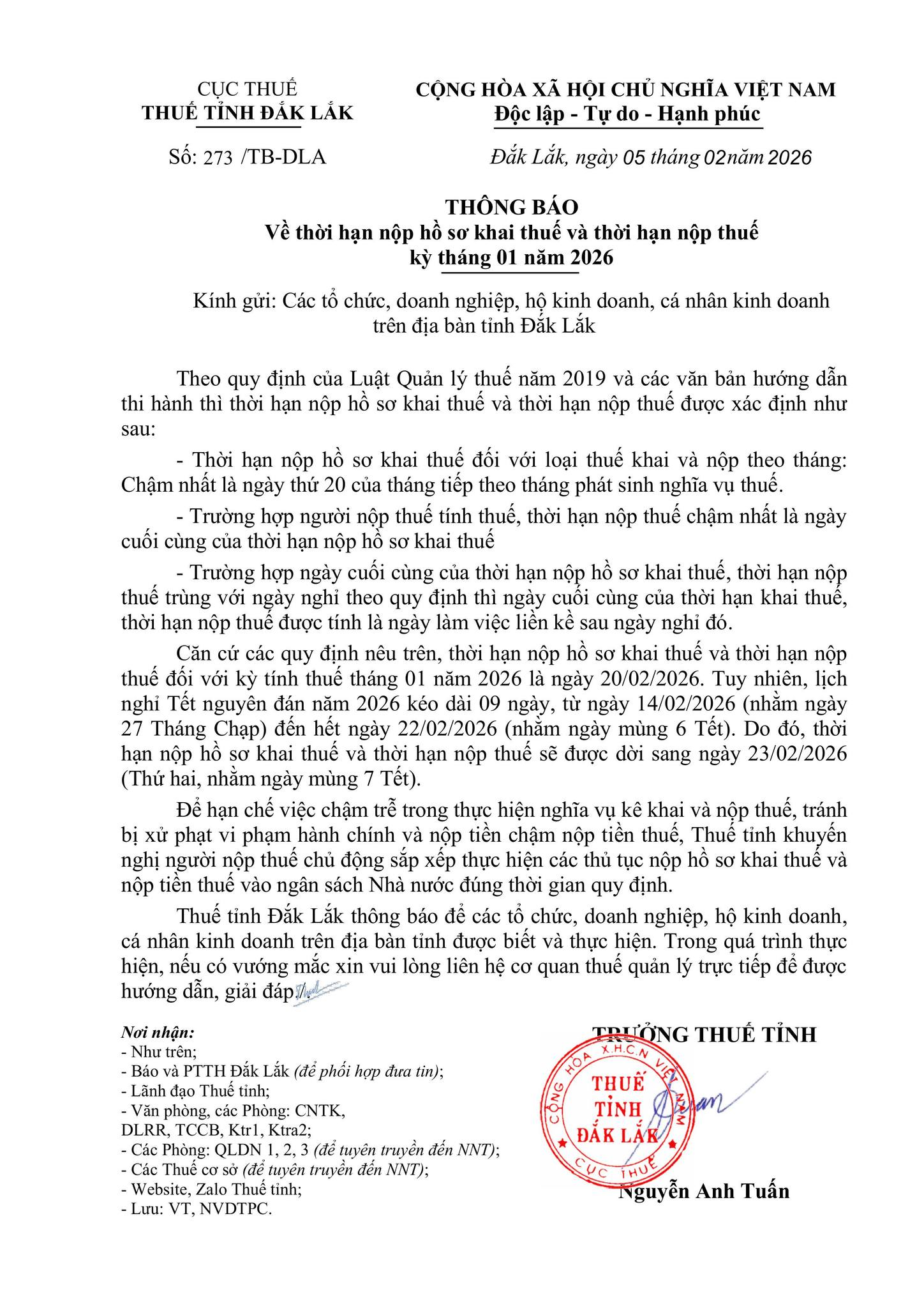 Th&ocirc;ng b&aacute;o mới từ Cơ quan Thuế, người d&acirc;n lưu &yacute;! - Ảnh 1.