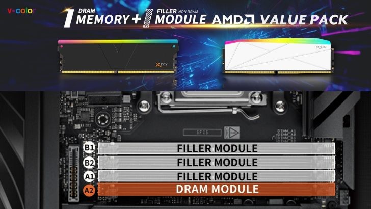 V-Color ra mắt kit RAM DDR5 độc đáo, kết hợp một thanh thật và một thanh 'giả'- Ảnh 1.
