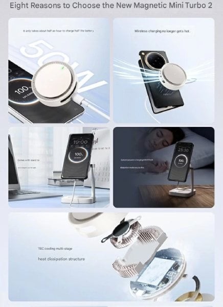 OPPO Magnetic Turbo 2 AIRVOOC 50W t&iacute;ch hợp l&agrave;m m&aacute;t, hỗ trợ iPhone v&agrave; ch&acirc;n đế xoay 360 độ - Ảnh 2.