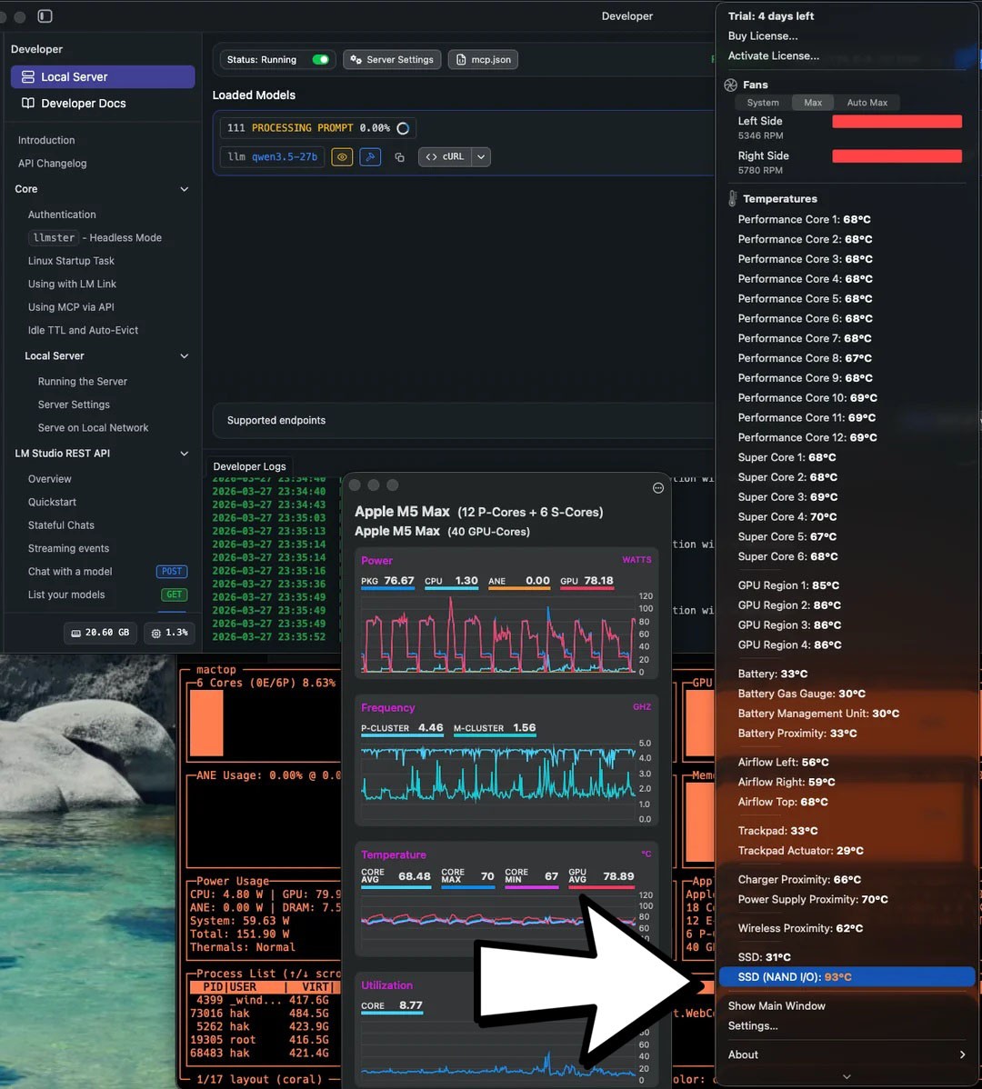 MacBook Pro M5 Max: SSD PCIe Gen 5 đạt 106&deg;C khi chạy AI, đặt dấu hỏi về giải ph&aacute;p tản nhiệt của Apple - Ảnh 3.