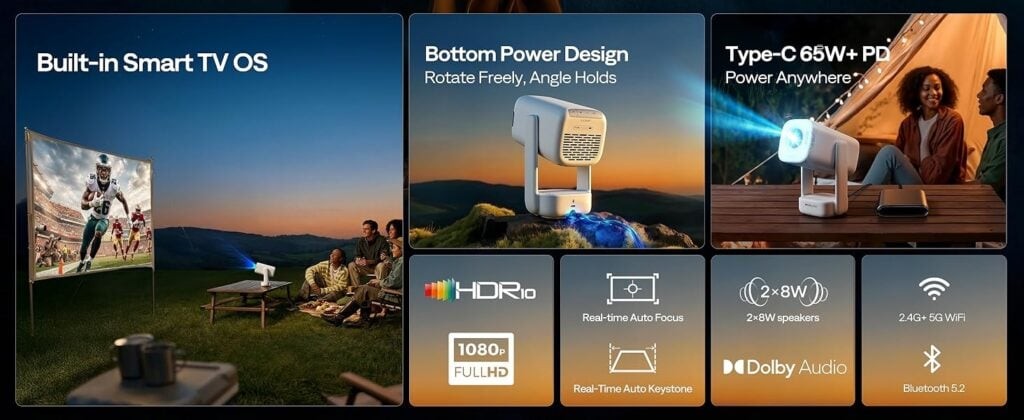 Aurzen EAZZE D1 Air: M&aacute;y chiếu smart t&iacute;ch hợp Netflix v&agrave; YouTube, chạy bằng pin dự ph&ograve;ng, gi&aacute; từ 3,4 triệu đồng - Ảnh 2.