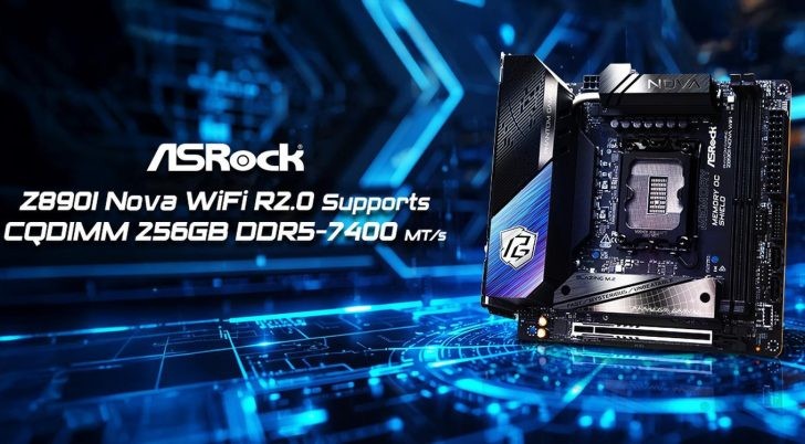 ASRock tr&igrave;nh diễn RAM DDR5 256 GB tốc độ 7400 MT/s tr&ecirc;n bo mạch chủ Z890I Nova WiFi R2.0- Ảnh 1.