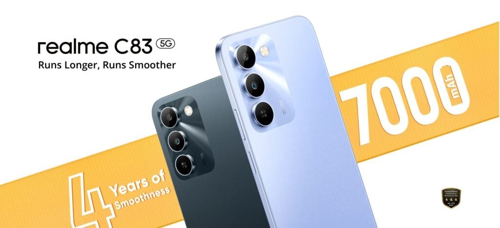 Realme C83 5G ra mắt với pin 7000mAh, m&agrave;n h&igrave;nh 144Hz v&agrave; độ bền chuẩn qu&acirc;n đội- Ảnh 1.
