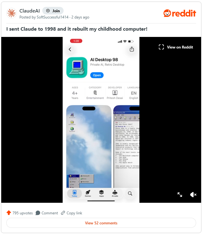 Gửi AI về năm 1998, một lập tr&igrave;nh vi&ecirc;n tạo ra Windows 98 "biết n&oacute;i", c&oacute; cả dial-up v&agrave; Minesweeper - Ảnh 1.