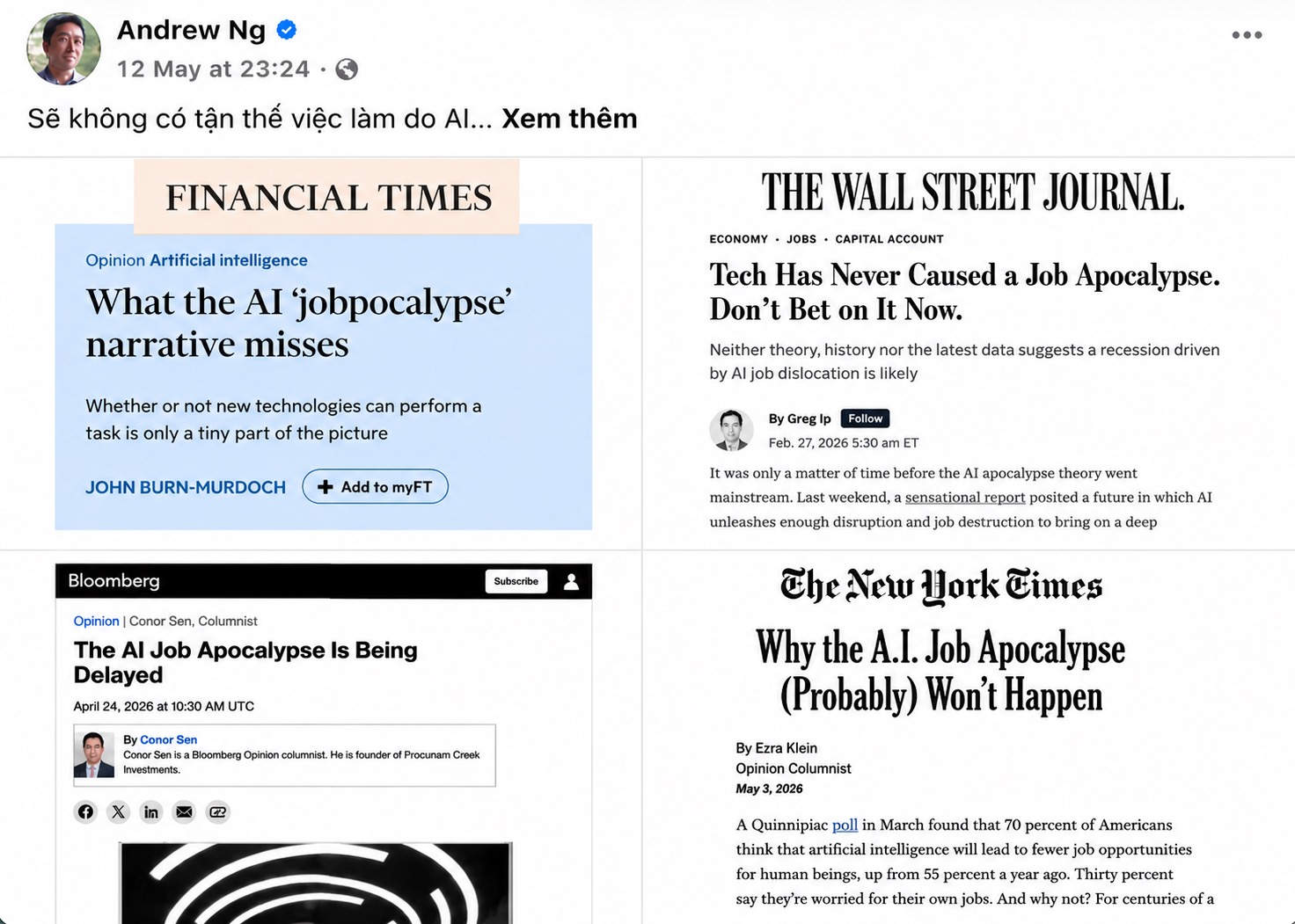 &ldquo;Sẽ kh&ocirc;ng c&oacute; AI jobpocalypse&rdquo; - huyền thoại AI l&ecirc;n tiếng phản b&aacute;c nỗi sợ thất nghiệp h&agrave;ng loạt- Ảnh 1.