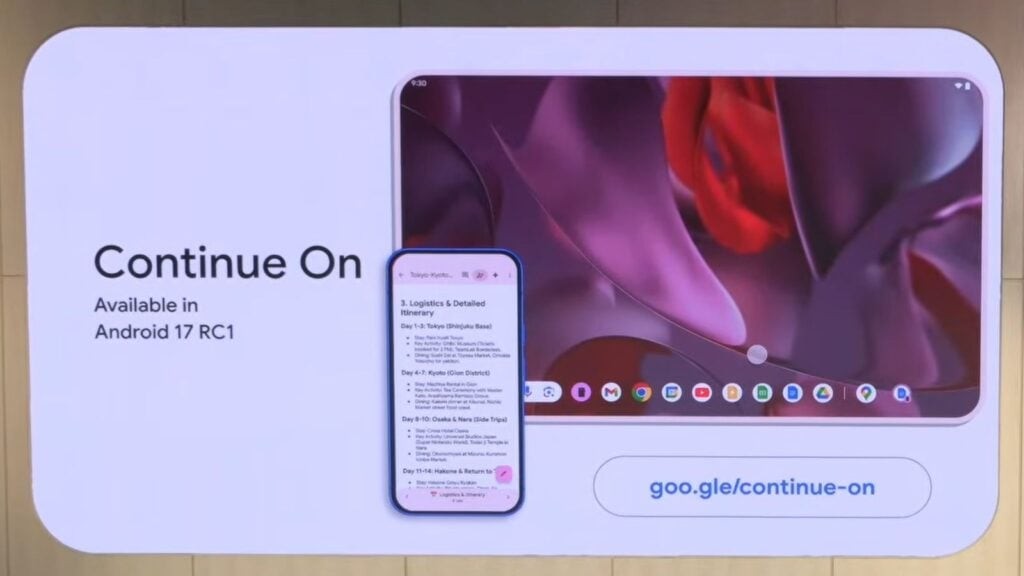 Google th&ecirc;m Continue On v&agrave;o Android 17: chuyển sang tablet, mọi thứ vẫn nguy&ecirc;n chỗ - Ảnh 1.