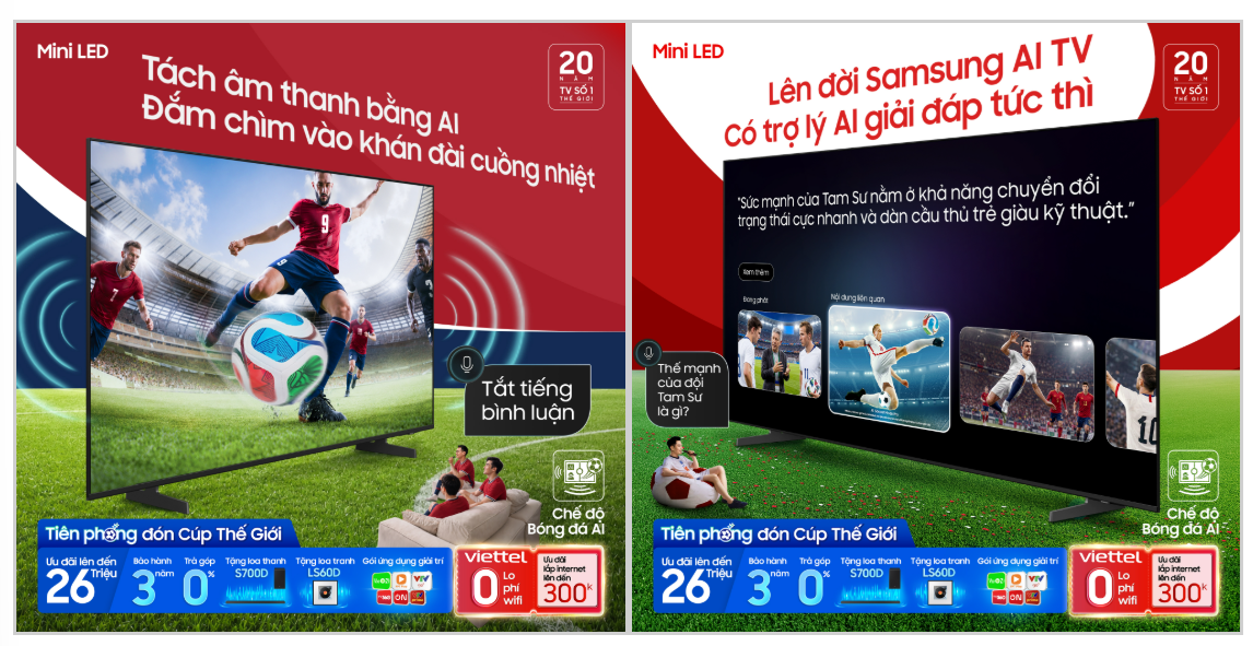 World Cup 2026 c&ograve;n chưa khởi tranh, Samsung đ&atilde; tung loạt AI TV với t&iacute;nh năng "đọc trận đấu", ưu đ&atilde;i tới 26 triệu đồng để h&uacute;t fan b&oacute;ng đ&aacute; - Ảnh 3.