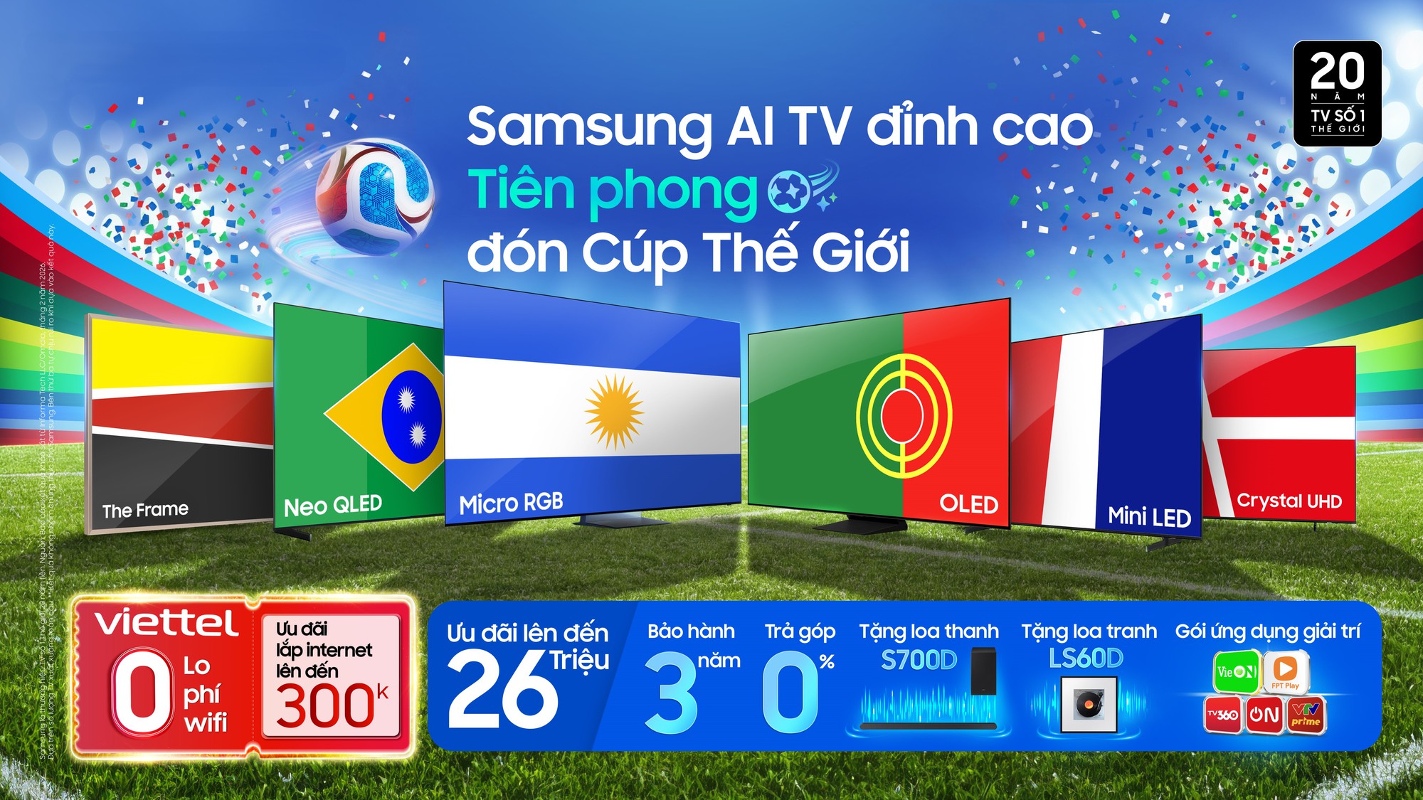 World Cup 2026 c&ograve;n chưa khởi tranh, Samsung đ&atilde; tung loạt AI TV với t&iacute;nh năng "đọc trận đấu", ưu đ&atilde;i tới 26 triệu đồng để h&uacute;t fan b&oacute;ng đ&aacute; - Ảnh 1.