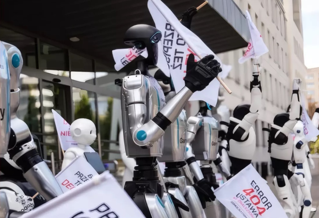 Cảnh tượng khó tin tại Ba Lan: Robot xuống đường “biểu tình”, đòi bảo vệ việc làm cho con người trước AI - Ảnh 1.