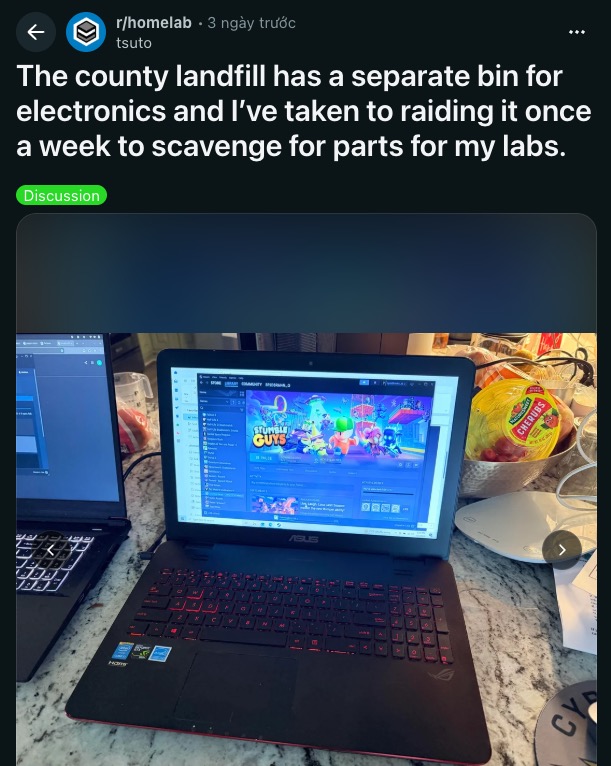 Chăm lục b&atilde;i r&aacute;c mỗi tuần, thanh ni&ecirc;n nhặt đủ linh kiện dựng m&aacute;y chủ, hồi sinh cả laptop gaming - Ảnh 1.