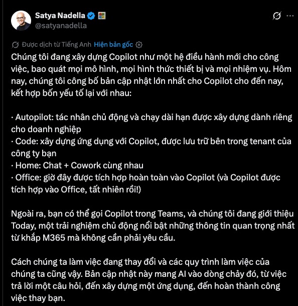 Microsoft muốn Copilot trở th&agrave;nh một &ldquo;hệ điều h&agrave;nh&rdquo; mới, tự viết t&agrave;i liệu v&agrave; l&agrave;m việc thay người d&ugrave;ng - Ảnh 1.