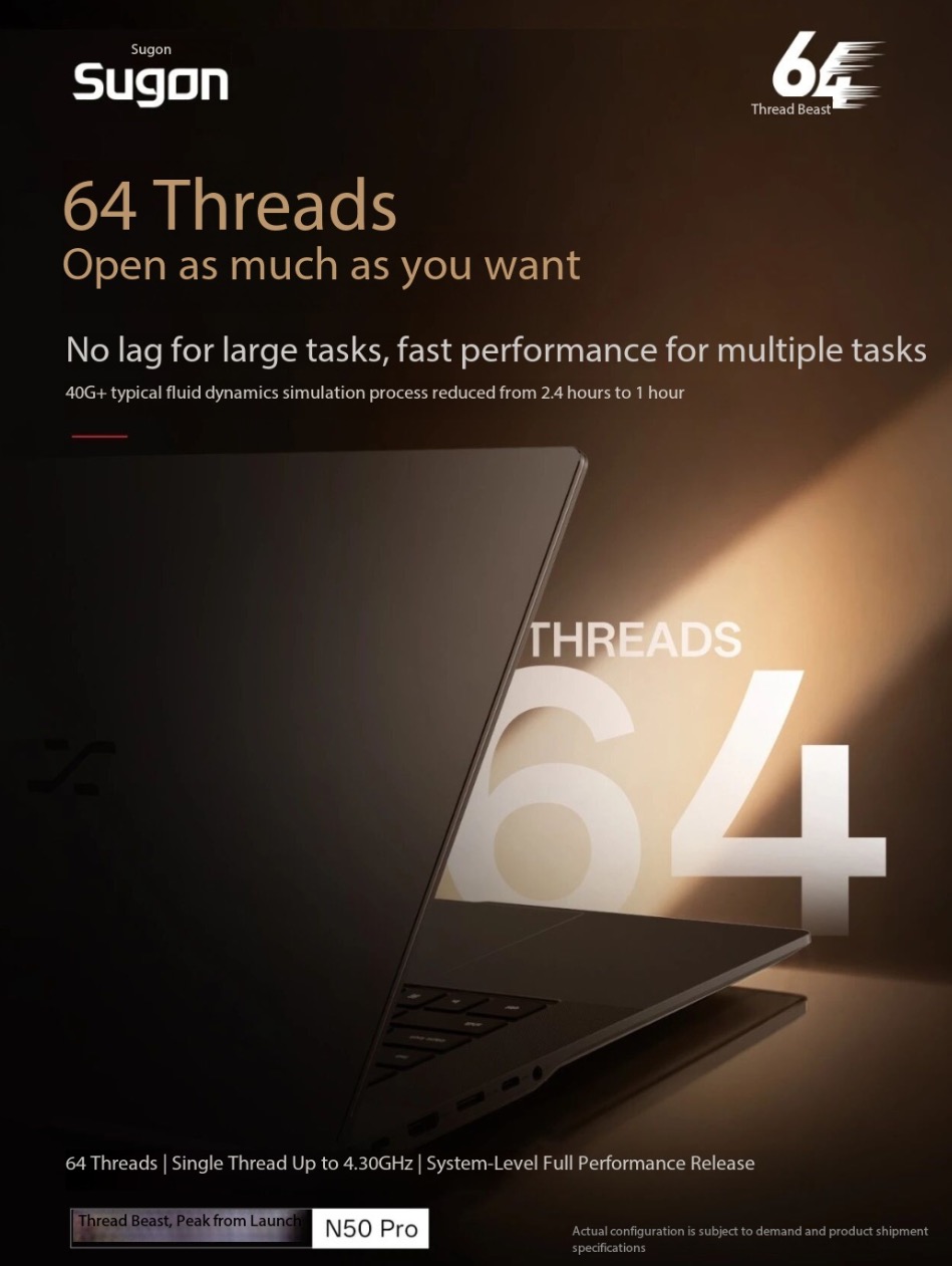 Đi trước Intel v&agrave; AMD, Trung Quốc ra mắt laptop 64 luồng đầu ti&ecirc;n thế giới, trang bị RAM 128 GB v&agrave; SSD 8 TB - Ảnh 1.