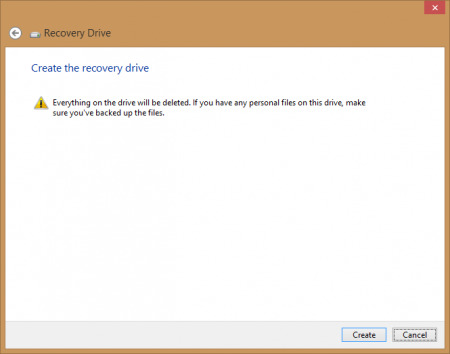 Tạo khôi phục USB trong Windows 8.1