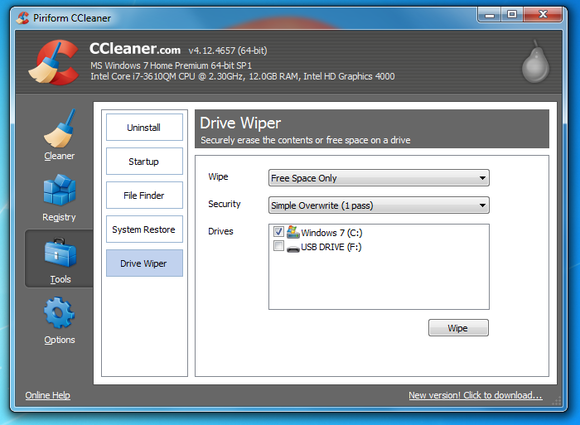 8 ccleaner free space wipe
