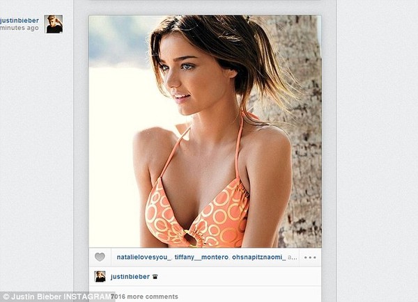 Sau sự cố với Orlando Bloom, Justin Bieber đã đăng hình vợ cũ của 
nam tài tử lên Instagram rồi chú thích bằng hình vương miện đầy ẩn ý.