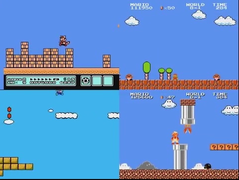 "Loạn óc" với màn trình diễn phá đảo 4 game Mario cùng lúc
