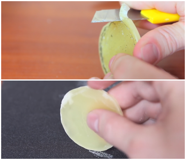 



Tiến hành dùng dao và giấy nhám để làm lại phần sáp này với mục đích làm nắp ngăn.
