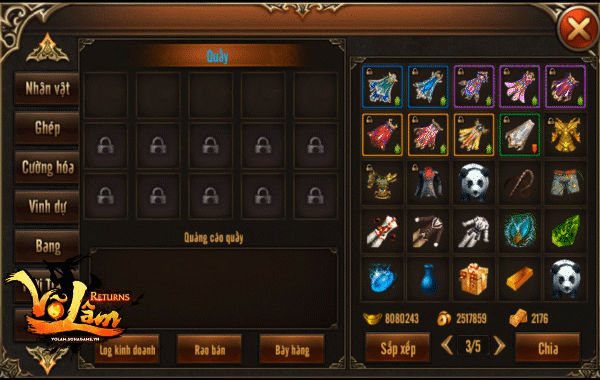 
Võ Lâm Returns là một trong số game mobile cho phép người chơi buôn bán, trao đổi vật phẩm trong game
