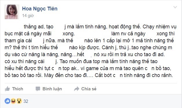 
Status vô cùng “bức xúc” của game thủ trong group cộng đồng Phàm Nhân Tu Tiên
