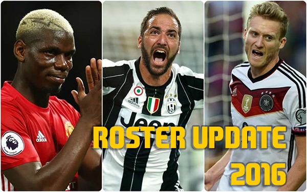 
Roster update bám sát tất cả các vụ chuyển nhượng mùa hè 2016.
