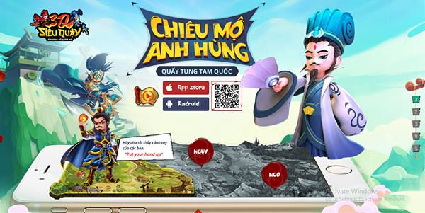 
Trang landing mang thông điệp: “Chiêu mộ anh hùng – Quẩy tung Tam Quốc”
