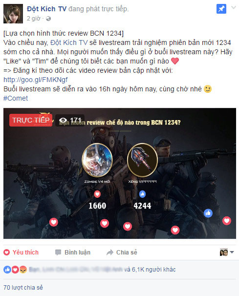 
Màn Livestream hỏi ý kiến có tính “chia rẽ” cao của Đột Kích TV
