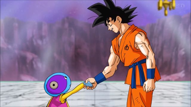 
Goku bắt tay với Zeno - Vị thần có quyền tối thượng trong Dragon Ball.
