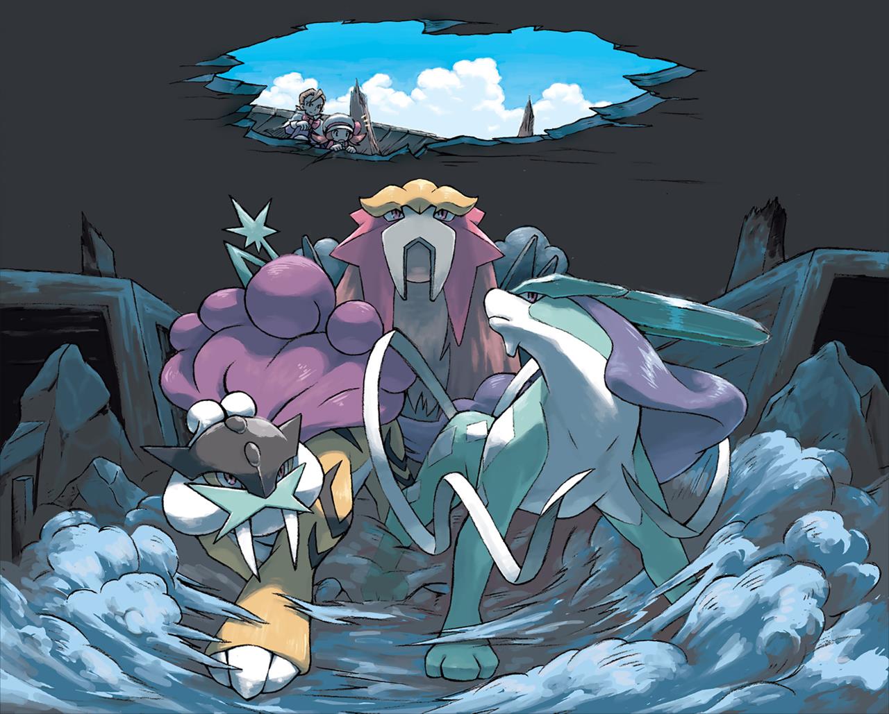 Suicune, Raikou, và Entei là bộ 3 Thần Thú trong các Pokemon huyền thoại