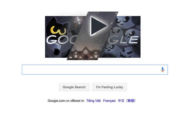 Halloween năm nay, trang chủ Google cho game thủ hóa thân thành mèo phù  thủy đi bắt ma