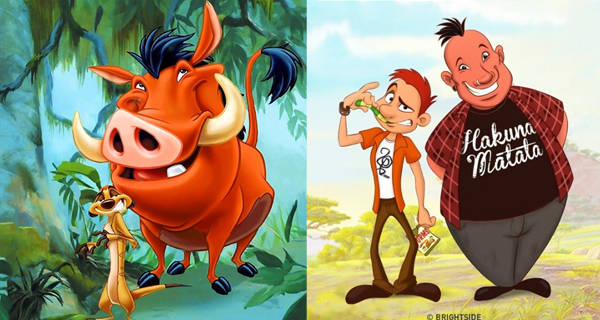 
Đôi bạn nghịch ngợm Simon và Pumba trong The Lion King vẫn là một cặp ăn ý khi biến thành người
