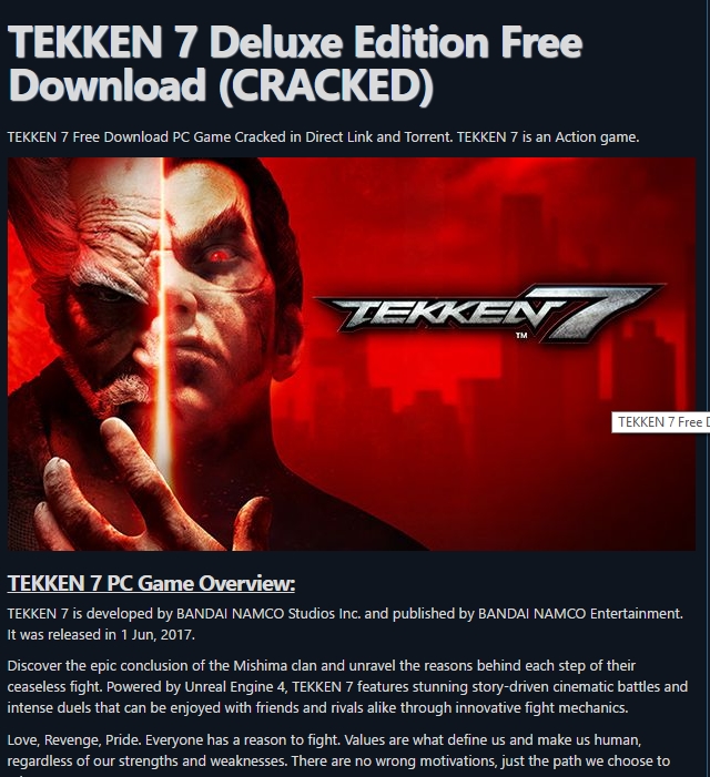 
Tekken 7 đã bị crack thành công chỉ sau chưa đến 1 tuần từ khi ra mắt, kể cả khi có dùng bảo mật Denuvo
