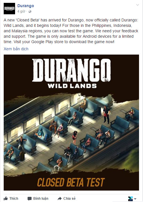 
Đoạn thông báo trên Group chính thức của Durango
