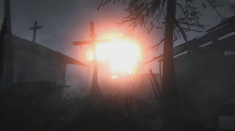 Cảnh mặt trời chói lòa cuối game.