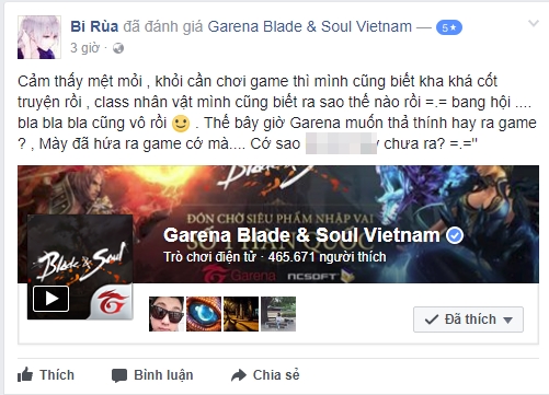 
Không ít game thủ khác cũng lên tiếng chỉ trích việc NPH Garena cố ý spoil hết nội dung trong Blade and Soul
