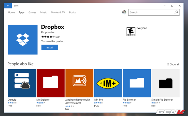 
Là phiên bản chính chủ và xuất hiện rất sớm trên nền tảng Windows 10, Dropbox được xem như là một trong những lựa chọn tốt nhất giúp đồng bộ và quản lí dữ liệu trực tuyến song song với OneDrive.
