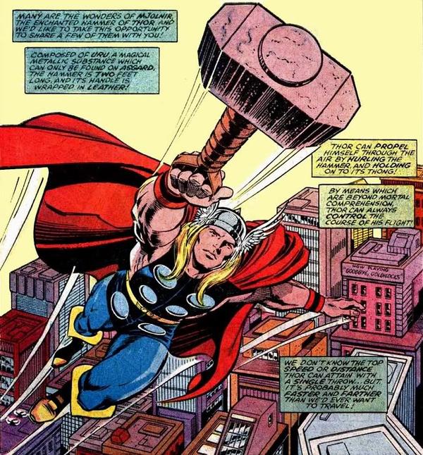 
Dù trong phim ảnh hay truyện tranh, Thor đều giữ được cách bay độc nhất vô nhị này
