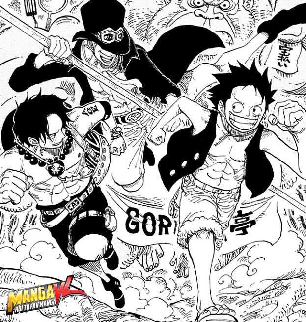 
Luffy, Ace và Sabo - Bộ ba anh em thân thiết trong cốt truyện của One Piece.
