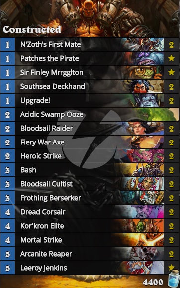 
Pirate Warrior là một deck rẻ mà rất mạnh (nguồn: TempoStorm).
