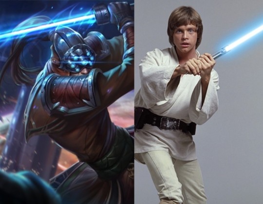 
Master Yi Người Được Chọn, các bạn có thể nhận ra thanh kiếm quá giống với các nhân vật trong series phim huyền thoại - Star Wars
