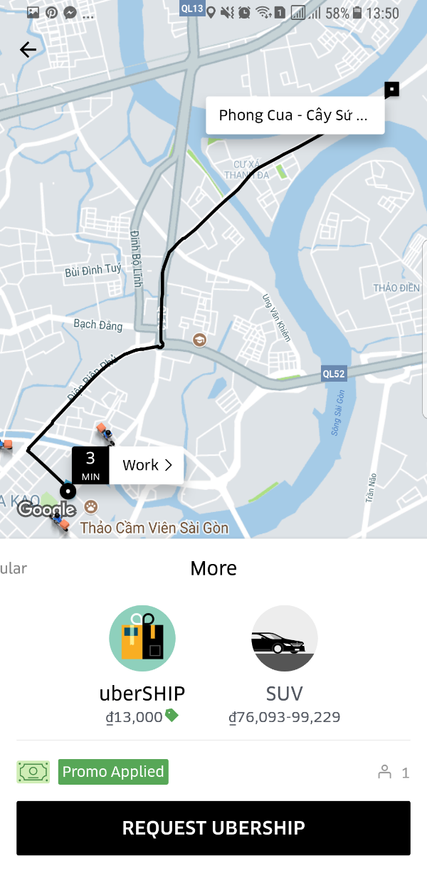 Trước khi Uber tung thử nghiệm UberShip, đối thủ của hãng là Grab đã triển khai Grab Giao Hàng.