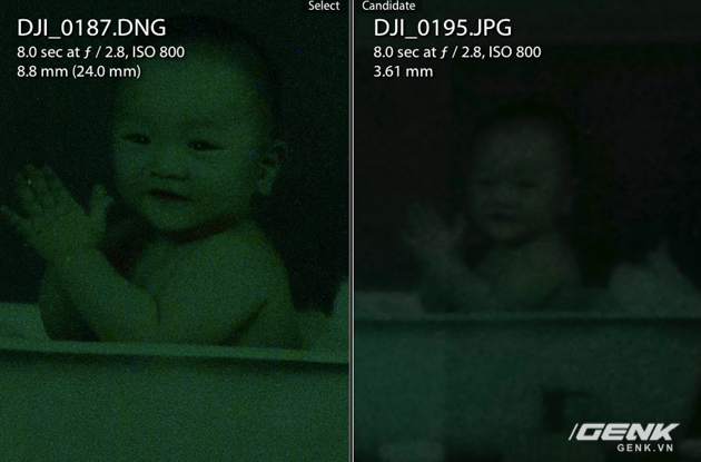 Ảnh chụp từ Phantom 4 Pro (trái) cho độ nét và độ nhiễu thấp hơn hẳn so với ảnh chụp từ Phantom 4.