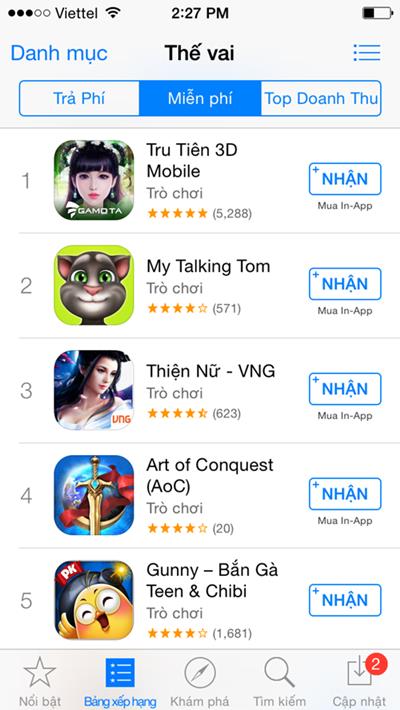 
Tru Tiên 3D Mobile hiện đang đứng Top 1 AppStore
