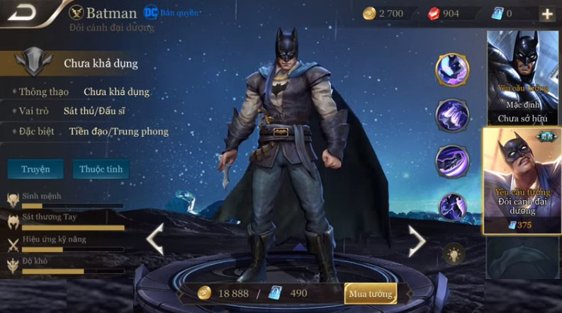 Hãy cùng nhau khám phá trang phục mới của Batman trong trò chơi Liên Quân Mobile. Chiếc áo lông mềm mại và năng động sẽ đưa bạn đến những trải nghiệm tuyệt vời, khi được xem nhân vật siêu anh hùng này trong hình dạng mới.