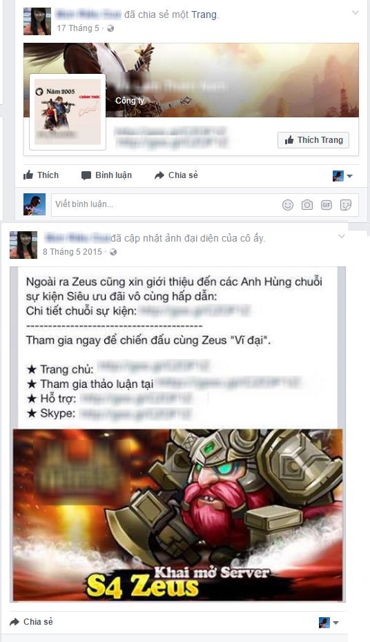 Facebook cá nhân share toàn link game Trung Quốc, thế mà mạnh mồm kêu đừng chơi game Trung Quốc?
